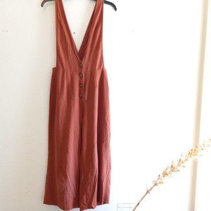 Rust Pinafore/Coverall Buttonfront Jumpsuit